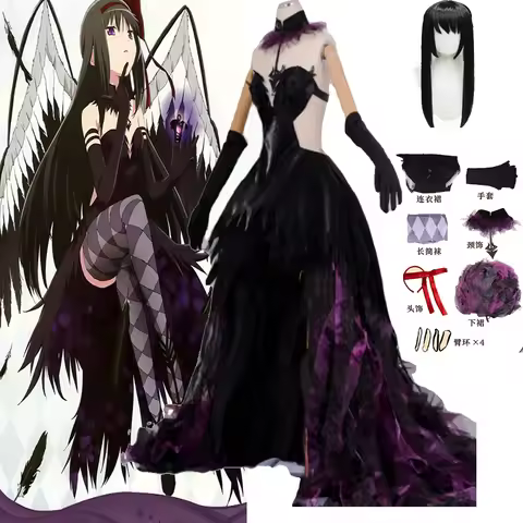 Anime Akemi Homura Cosplay Costume Devil Akemi Homura Purple Dress Puella Magi Madoka Magica Akemi H