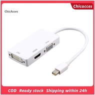 ChicAcces Portable 3 in 1 Thunderbolt Mini Display Port to HDMI-compatible VGA DVI Adapter Cable