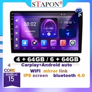 STAPON 9inch 6+64G 4+64G Android15 carplay android auto ips voice command 2din car android STEREO ca