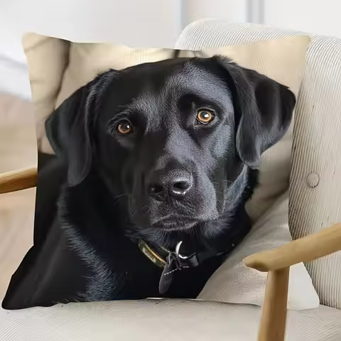 Cute Black Labrador Retriever Printed Pillowcase for Pet Lovers! Sofa cushion cover, home room dormi