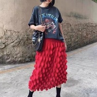 24-09905 Women's Skirt. Women's High Waist Fashion Bubble Pleated Skirt