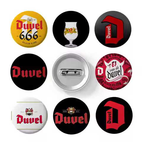 D-Duvel Beer Logo Design Badges Round Exquisite Badge Brooches Creative Pins For Clothes Hat Backpac