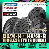 TAYAR MICHELIN/SWALLOW/DELI/FKR TUBELESS TYRE RS900,URBAN/CITY GRIP 2,SAMURAI 120/70-14+140/60-13 CR