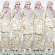 DHIA COTTON Baju Kurung Moden Baju Kurung Sedondon Kurung Mini Kurung Riau Baju Kurung Kedah Kurung Pahang Green Cyan