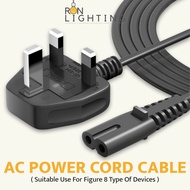 3Pin/2pin AC Power AC 2 Core Cord Cable Wire Adaptor Connector 1.5m FOR PS4 , PS3 , PS2 , Laptop Rad