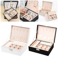 屯團百貨 - 白色 雙層首飾盒 飾品盒 珠寶盒 耳環首飾珠寶盒 項鍊手鍊收納盒