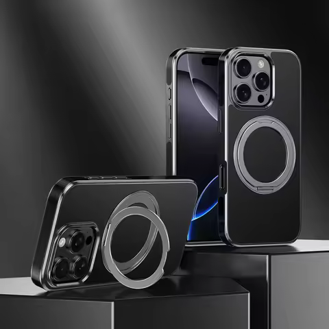 360 Rotating Genuine Leather Magnet Stand Case For iPhone 13 14 15 16 Pro Max Cover