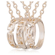 3 Pcs Gold Plated Heart Pendant Necklace Best Friends Necklaces Jewelry Gift