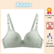 Áo Lót Nữ Không Gọng, Áo Ngực Đệm Mỏng Azuno A09 Cotton Nâng Ngực, Họa Tiết Kẻ Caro Nhiều Màu