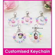 Cat Kitty Bell Charms Customised Cartoon Ring Name Keychain / Bag Tag / Christmas Gift Ideas / Present / Birthday Goodie