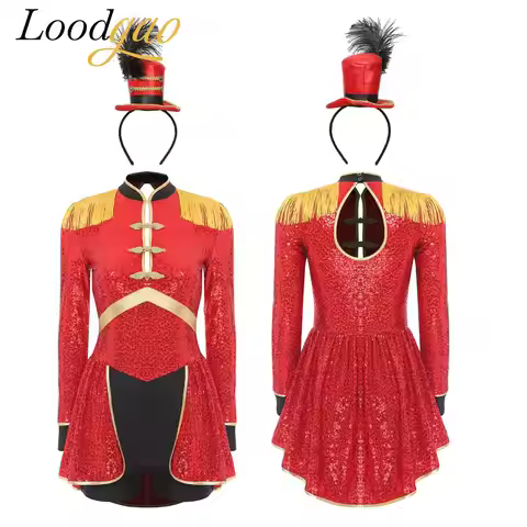 Marching Band Uniform Women Majorette Drum Major Cosplay Costume Circus Ringmaster Magician Showman 