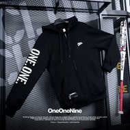 Oneonenine Ksr Zipper Hoodie Clutch Black Series - Men's Sweater with Zipper Screen Printing