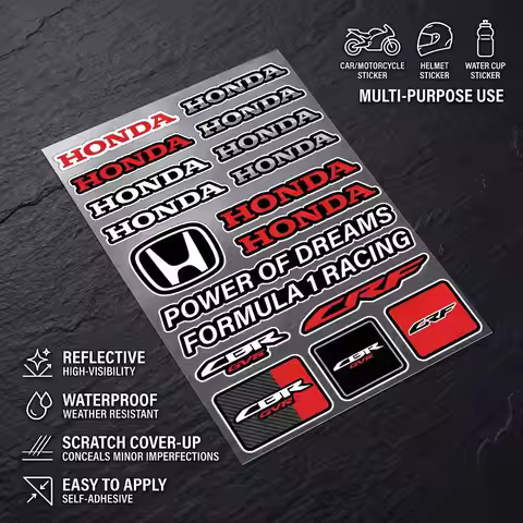 FOR HONDA HRC All Purpose Reflective Waterproof Scratch Blocker Decal Car Bike Helmet Cup Refrigerat
