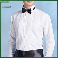 [WM]  Men Long Sleeve Shirt Emcee Top Men's Formal Dress Shirt Winged Collar Long Sleeve Solid Color