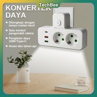 TechBee wall socket, wall-mounted socket, 4-hole light socket switch