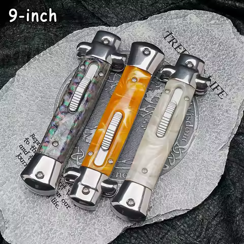 Italy Old Style Pocket Folding Blade Mafia Outdoor Camping 440C Utility Folding Knife Resin/Wood Han