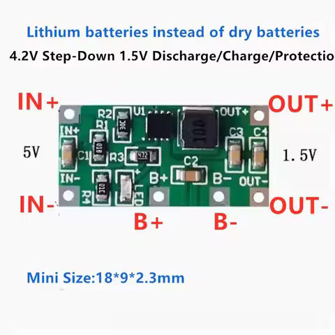 18650 Li-ion battery charger/discharger module 4.2V3.7V drop 3V 1.5V dry battery to lithium battery