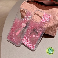 Spring Quicksand For OPPO Reno 9 8 Pro Plus 8Z 7Z 7 5 Lite 5F 5Z 4 4Z 3 2Z 2F 2 Z 10X Zoom R11 R11s R9 Plus 5G 4G Cover Cute Pink Shiny Glitter Peach Blossom Soft TPU Phone Case