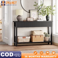 Modern Console Table Entryway Table with 3 Drawers and Open Storage Shelf for Living Room Foyer and 