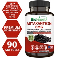 Biofinest Astaxanthin 6mg 12mg Supplement - Antioxidant Vitamin Beta Carotene Cellular Protection Sk