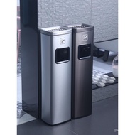 QM-8💖Hotel Lobby Stainless Steel Smoking Area Elevator Entrance Smoke Extinguishing Trash Can with Ashtray Floor Vertica