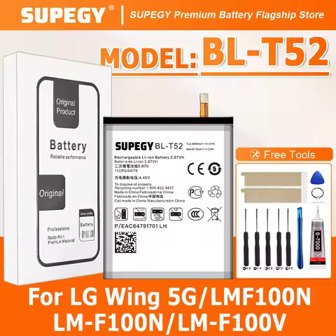 100% New BL-T52 Battery For LG Wing 5G/LMF100N/LM-F100N/LM-F100V Replacement Battery Bateria+Free To