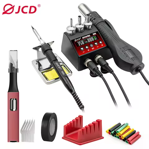 JCD New 8898Pro 2-in-1 Soldering Station Adjustable Temperature Air Flow Control LCD Digital Display