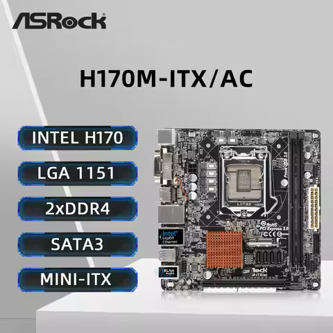 ASRock H170M-ITX/AC Motherboard Support i7-7700 6700K i5-7600 6500 i3-7320 6300 CPU LGA 1151 2xDDR4 
