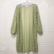 Cardigan Brokat Panjang Outer Wanita Model Kekinian Lengan Balon Murah Bahan Premium