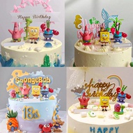 Spongebobs Anime Action Figures Cake Topper Cartoon Mini Dolls Fish Tank Decoration Landscaping Aquarium Accessories Kids Birthday Gifts Set