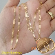 18K Saudi Gold Pawnable Necklace Set Chain for Women Legit Love Set Heart-shaped Earring Necklace 2 Pieces Jewelry Paper Clip Set Necklace for Women Original Hypoallergenic