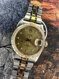 🌈🌈新返貨啦🌈🌈Tudor Prince Date 74033 💛原裝金面 石字 🩶配原裝Tudor 18K 金鋼帶 34 mm 淨錶 💛C2119（廣華街店）