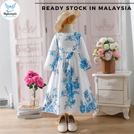 Mylilangelz ML086 Kids Modern Jubah Floral Prints Iris Enchanted Dress