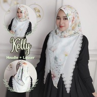 Dewisashop- INSTANT HIJAB KELLY HOUDIE Softpad Ceruty Babydoll Printing Premium Lassercut