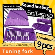 [Sound Healing] 9 Silver Aluminum Alloy Tuning Fork Set 174HZ285396417528639741852963HZ Musical Inst