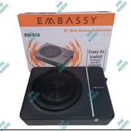 Active subwoofer under the car seat 8 inch embassy em-818 free bass control subwoofer