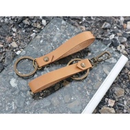 Natural Color Tanned Leather Keychain