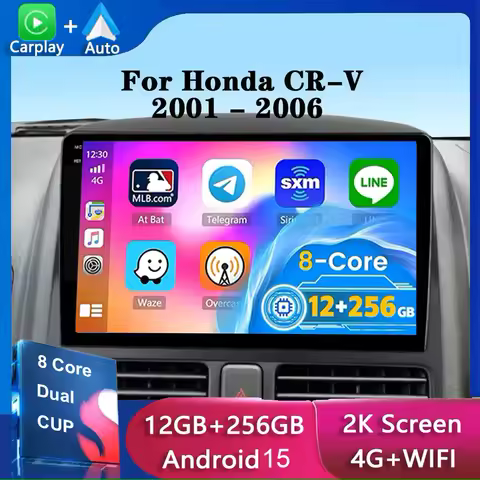 Android 15 Carplay Auto Car Radio Multimedia Player For Honda CR-V CRV 2 2001-2006 Navigation Autora