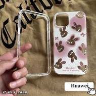 Thick 2 In 1 Case for Huawei Y7A Y6P Y6 Y6S Y7 Y9 Prime 2019 Y9S NOVA 7i 8 9se P20 P30 P40 LITE Thickened Transparent Clear Shockproof CASE Comes with Rabbit Avatar Pattern