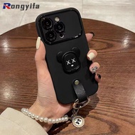 Cute Bear Holder Phone Case For Meizu 21 Note Pro 20 Infinity Classic Lucky 08 Black Matte Cover Wit