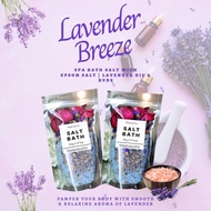 Calming Lavender Himalayan Salt Bath 250g &amp; Lavender Essential Oil / Epsom Salt Body Soak / Foot Soak / Epsom Salt