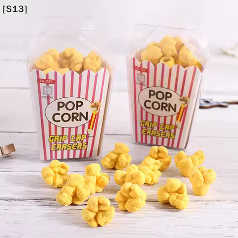 12pcs/box Cute Popcorn Shape Erasers Cute Stationery Pencil Rubbers Eraser Wipe Clean Without Leavin
