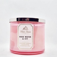 Bath and Body Works, White Barn 3-Wick Candle w/Essential Oils - 14.5 oz - 2021 Core Scents! (Rose W