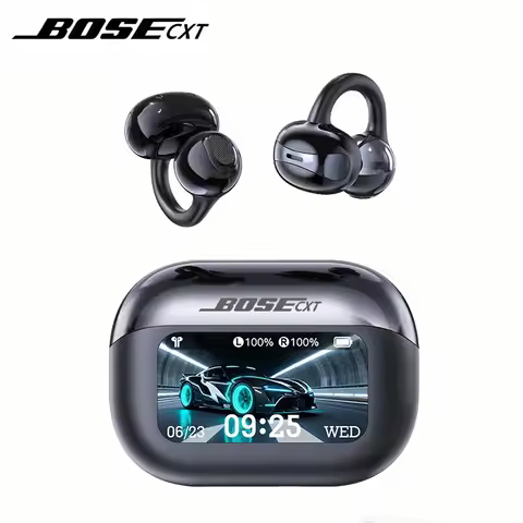 BOSECXT TOUR Pro7 Wireless Clip on Bluetooth Earphones Full Color Smart Screen Noise Cancellation Ea