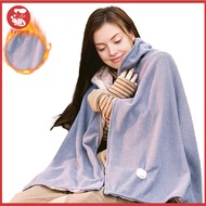 Yirepny Electric Blanket USB-Powered Hooded Zipper Closure Solid Color Heated Shawl Wraps Winter War