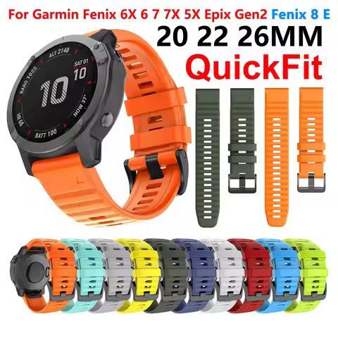26 20 22 MMWatchband For Garmin Fenix 6 6X Pro 5 5S 5X Plus 3HR Fenix7 7X 8 E Epix Gen2 Silicone Qui