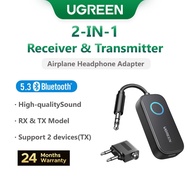 Ugreen 2-IN-1 Upgraded Bendable Bluetooth 5.3 Receiver Transmitter for Airplane TV Computer Earphone