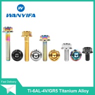 Wanyifa Titanium Bolt M6 X 10 15 20 25 30 35mm Flange Drilled Head Hex Screw DIN 6921 for Bike Parts Grade 5 Titanium Alloy Fasteners