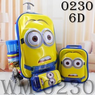 WM 0230 - 6D 4 IN 1 Children's Trolley Bag - MINION