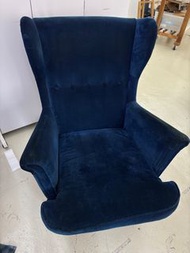 藍色天鵝絨翼椅/單人沙發/IKEA沙發
